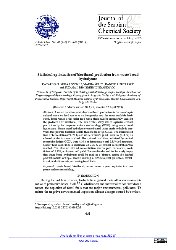 (PDF) Statistical optimization of bioethanol production from waste ...