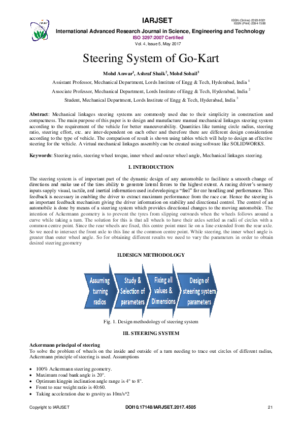 (PDF) Steering System of GoKart Mohd Sohail Academia.edu