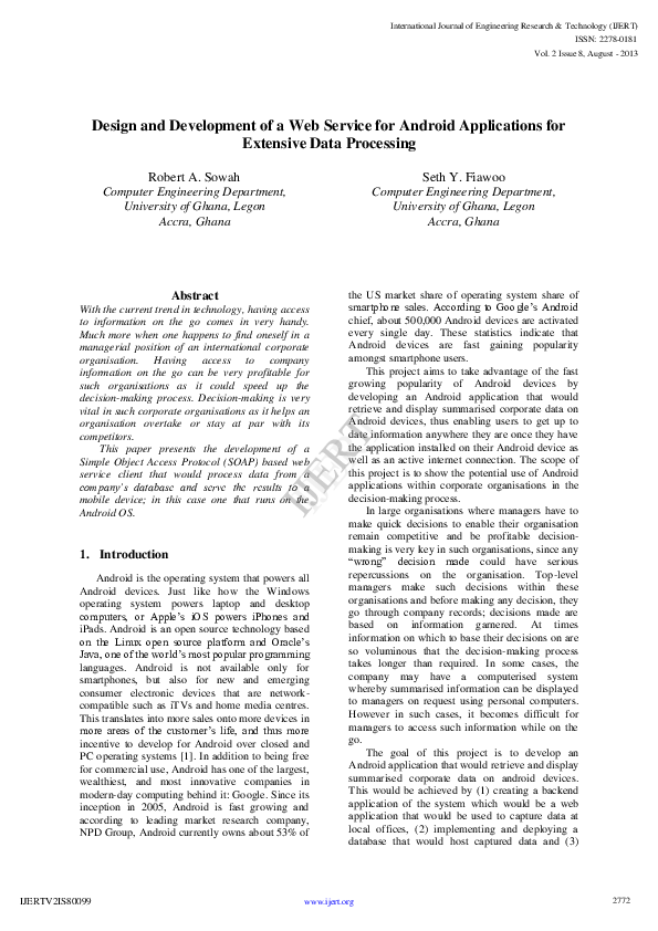 (PDF) Design and Development of a Web Service for Android Applications ...
