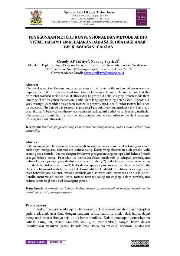 (PDF) Penggunaan Metode Konvensional Dan Metode Audio Visual Dalam ...