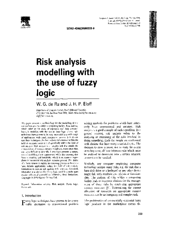 (PDF) Risk analysis modelling with the use of fuzzy logic