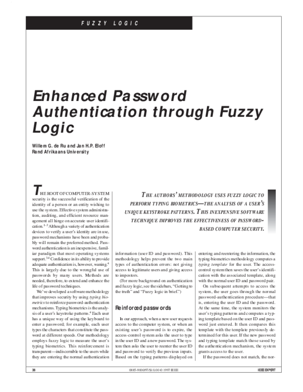 (PDF) Enhanced password authentication through fuzzy logic