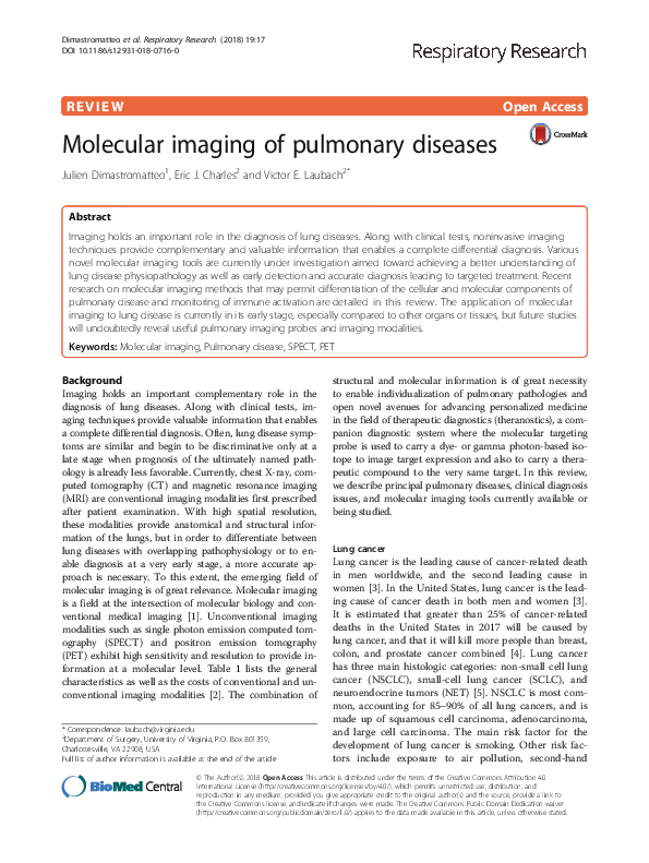 (PDF) Molecular imaging of pulmonary diseases