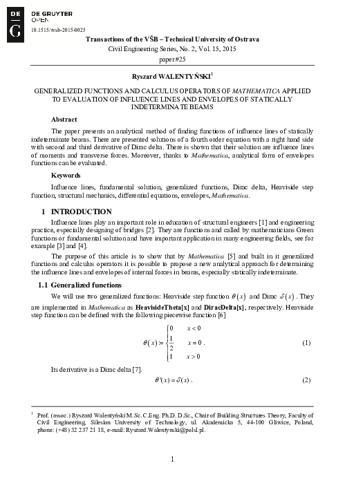 (PDF) Generalized Functions And Calculus Operators Of Mathematica ...
