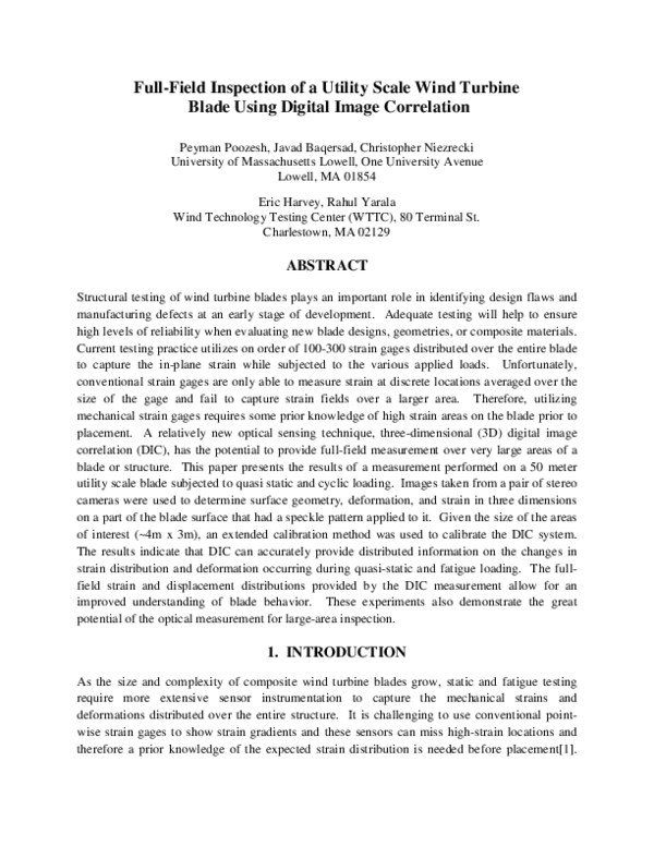 (PDF) Full Field Inspection of a Utility Scale Wind Turbine Blade Using ...