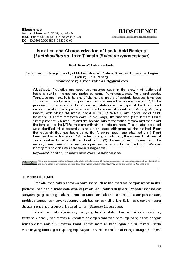 (PDF) Isolation and Characterization of Lactic Acid Bacteria ...
