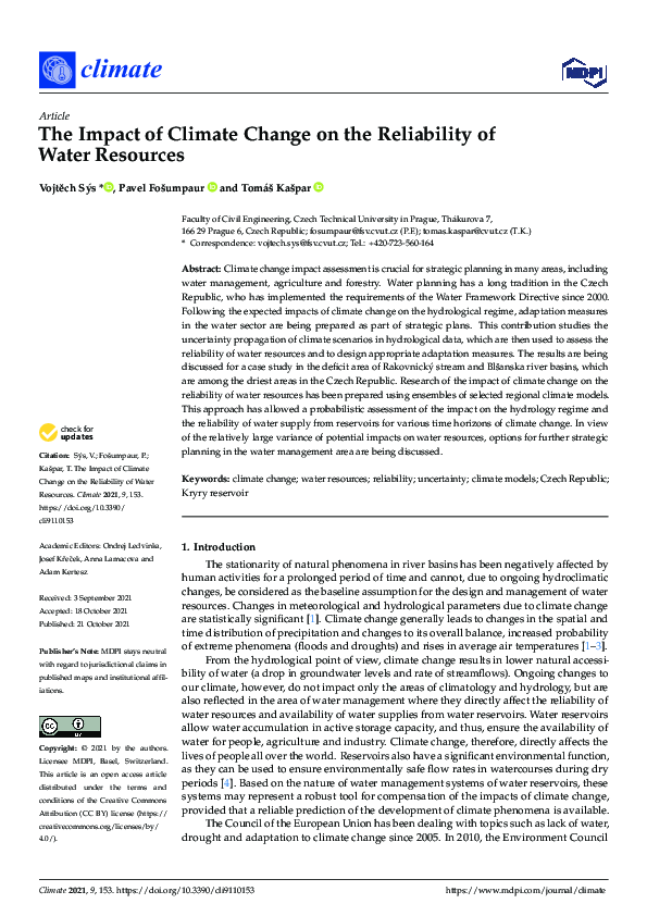 (PDF) The Impact of Climate Change on the Reliability of Water Resources