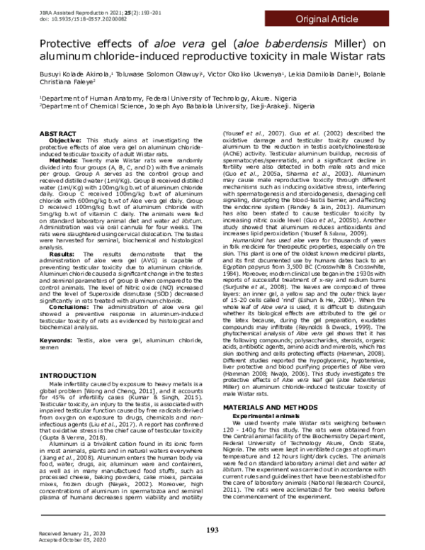 (PDF) Protective effects of aloe vera gel (aloe baberdensis Miller) on ...