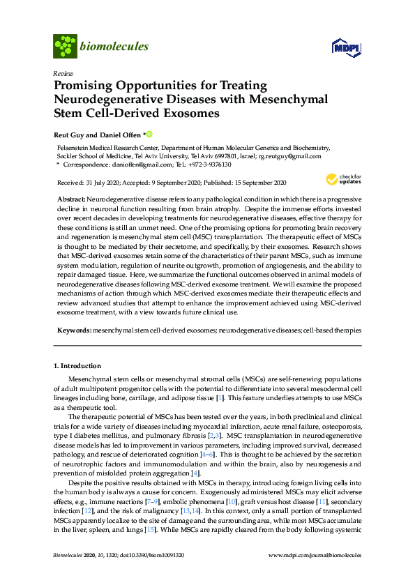 (PDF) Promising Opportunities for Treating Neurodegenerative Diseases ...