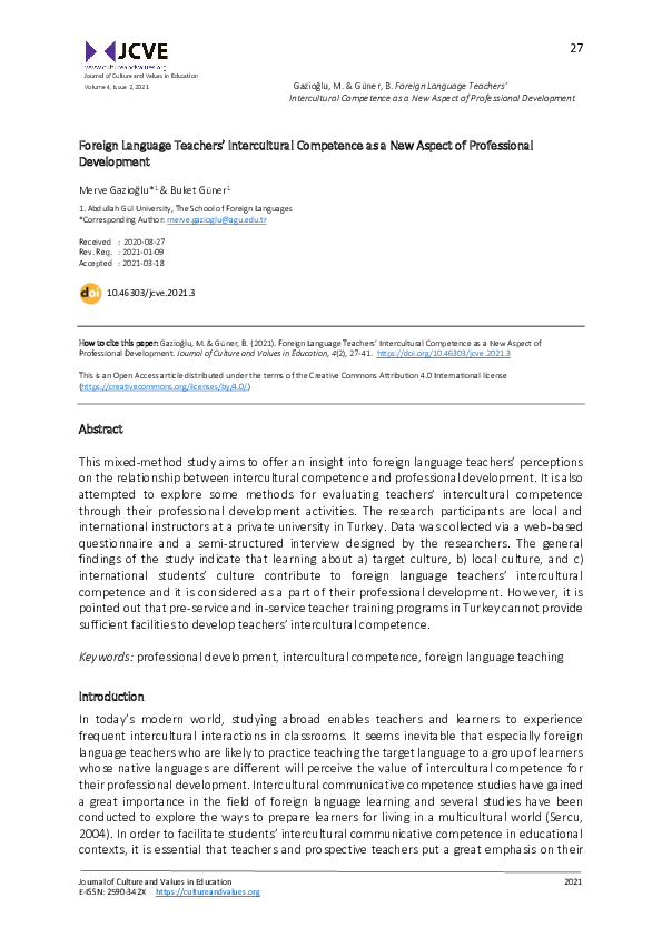 (PDF) Foreign Language Teachers’ Intercultural Competence as a New ...