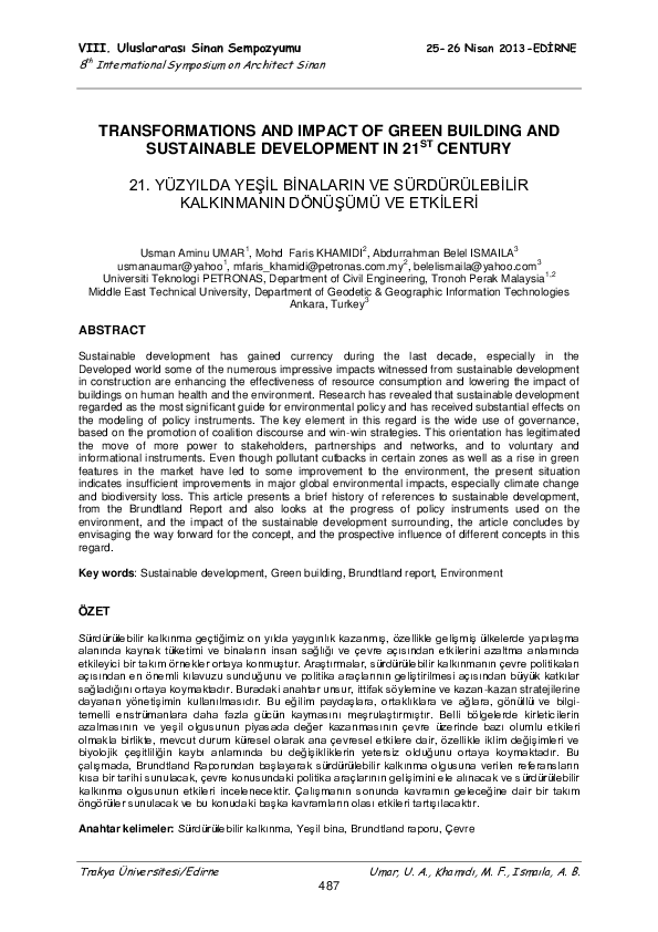 (PDF) Transformation and Impact of Green Building and Sustainable ...