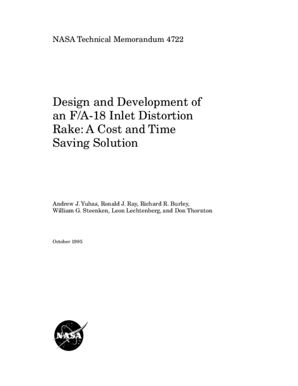 (PDF) Design and development of an F/A-18 inlet distortion rake - A ...