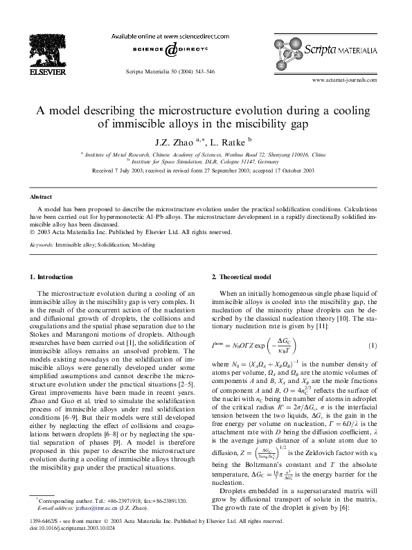 (PDF) A model describing the microstructure evolution during a cooling ...