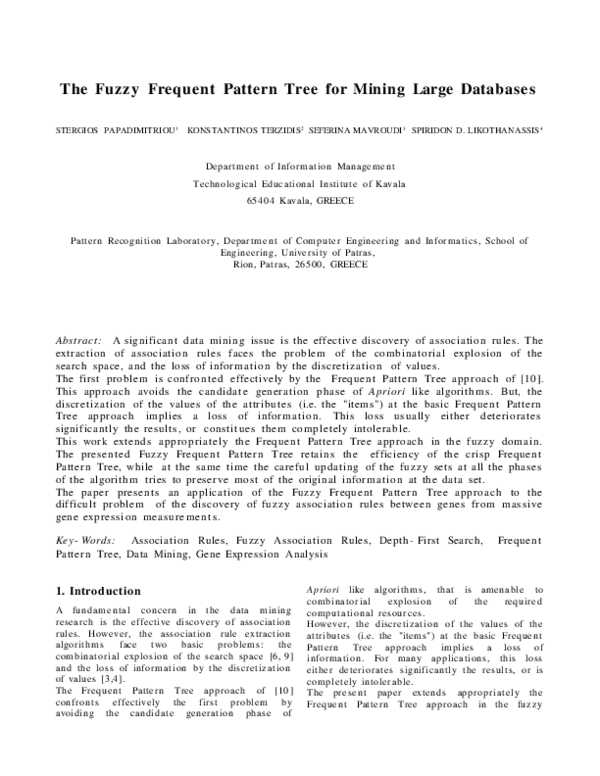 (PDF) The Fuzzy Frequent Pattern Tree for Mining Large Databases ...