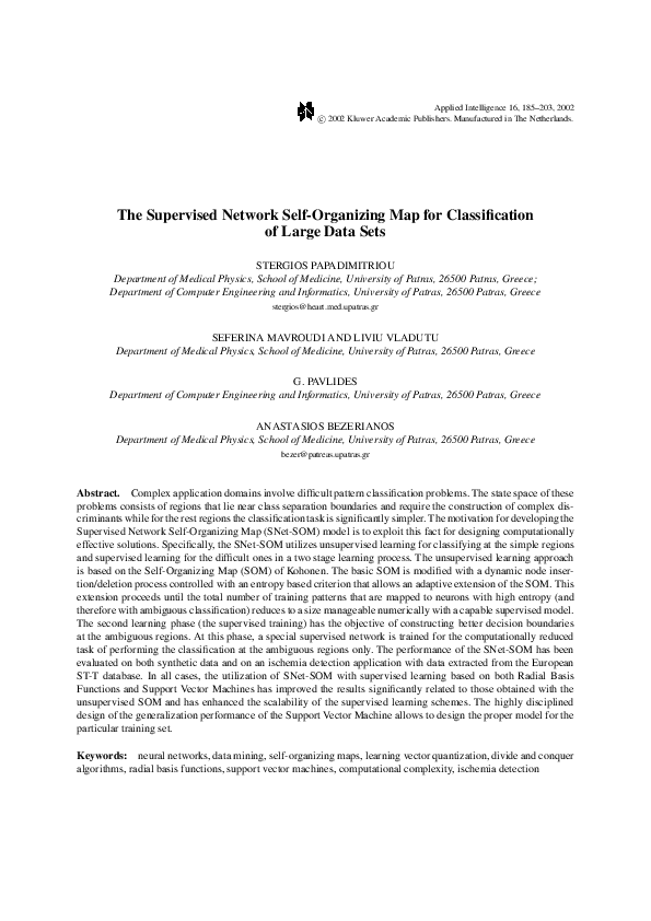 (PDF) The supervised network self-organizing map for classification of ...