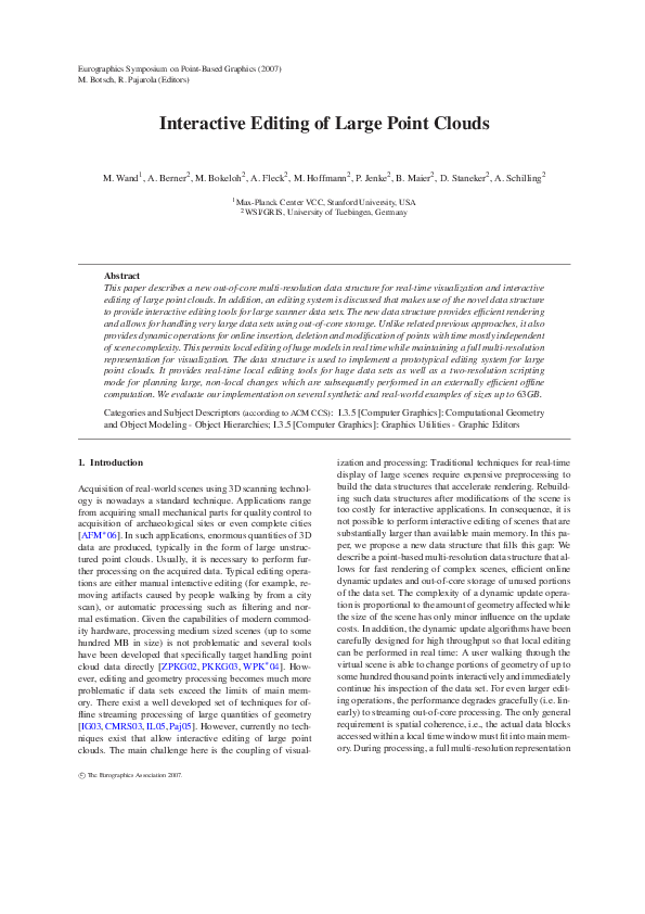 (PDF) Interactive editing of large point clouds