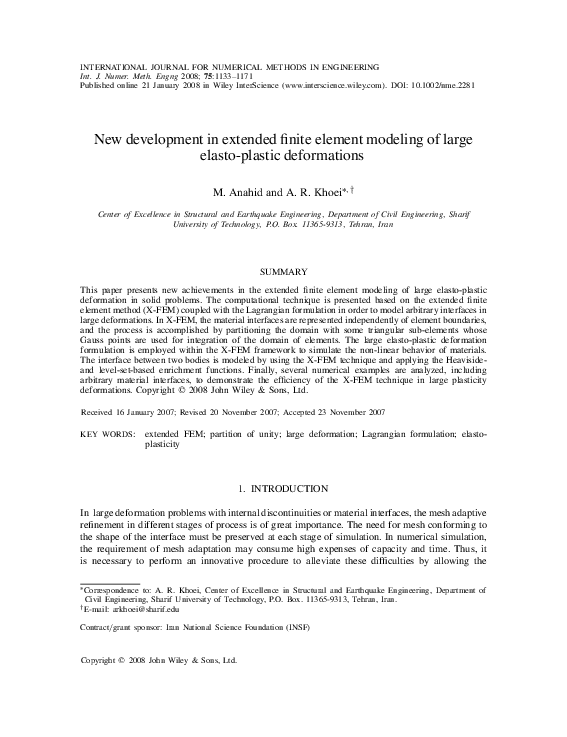 (PDF) New development in extended finite element modeling of large ...