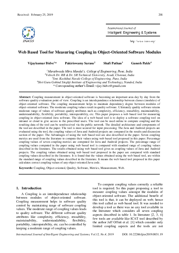 (PDF) Web Based Tool for Measuring Coupling in Object-Oriented Software ...
