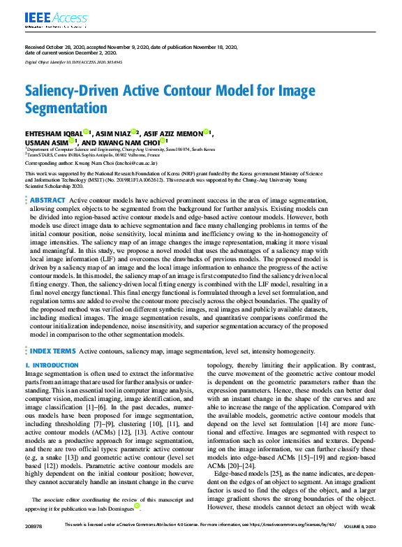 (PDF) Saliency-Driven Active Contour Model for Image Segmentation