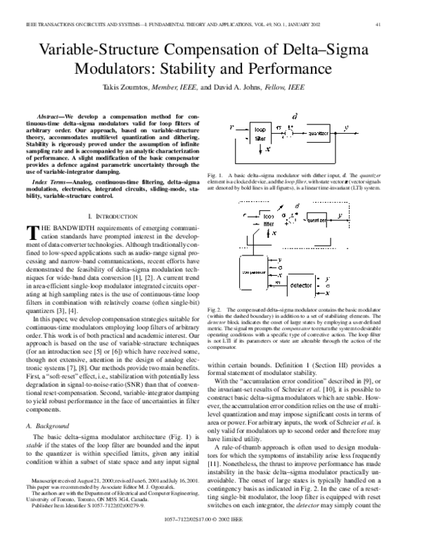 (PDF) Variable-structure compensation of delta-sigma modulators ...