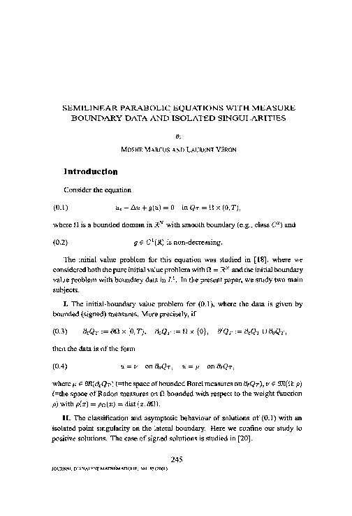 (PDF) Semilinear parabolic equations with measure boundary data and ...