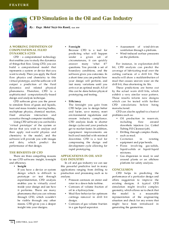 (PDF) CFD simulation in the oil and gas industry