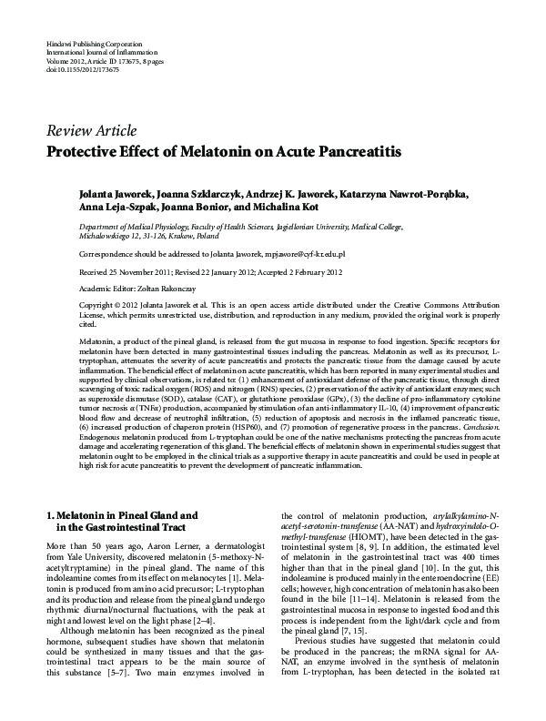 (PDF) Protective Effect of Melatonin on Acute Pancreatitis