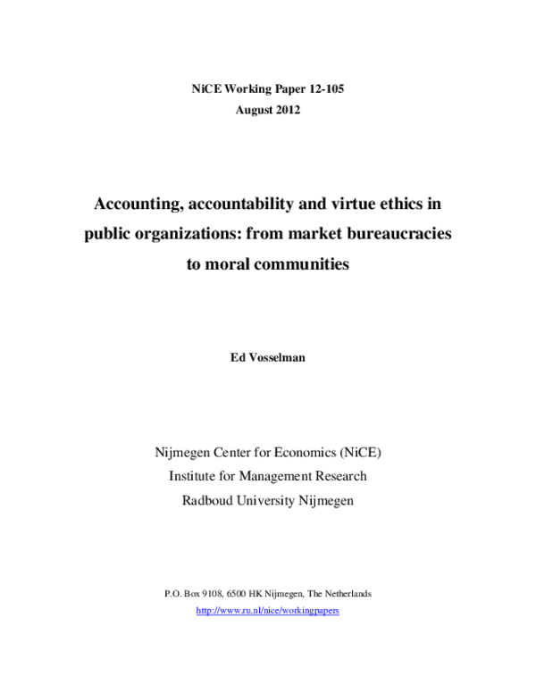 (PDF) Accounting, accountability and virtue ethics in public