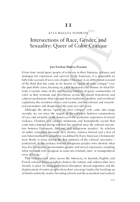 (PDF) Intersections of Race, Gender, and Sexuality: Queer of Color Critique