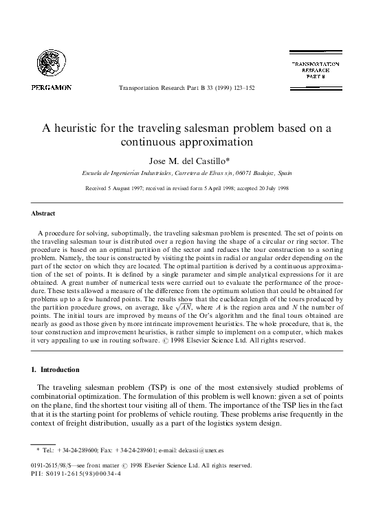 (PDF) A heuristic for the traveling salesman problem based on a ...