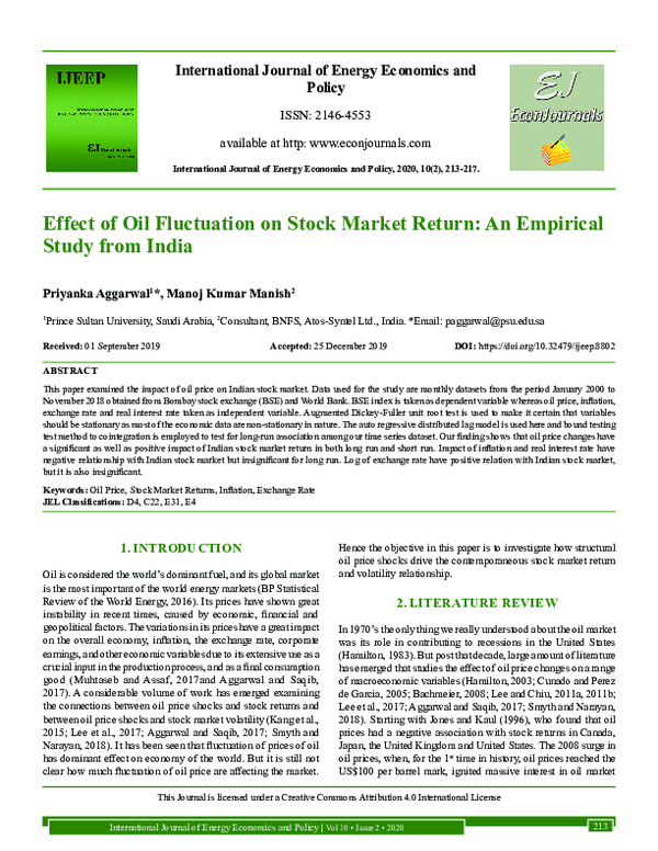 (PDF) Effect of Oil Fluctuation on Stock Market Return: An Empirical ...