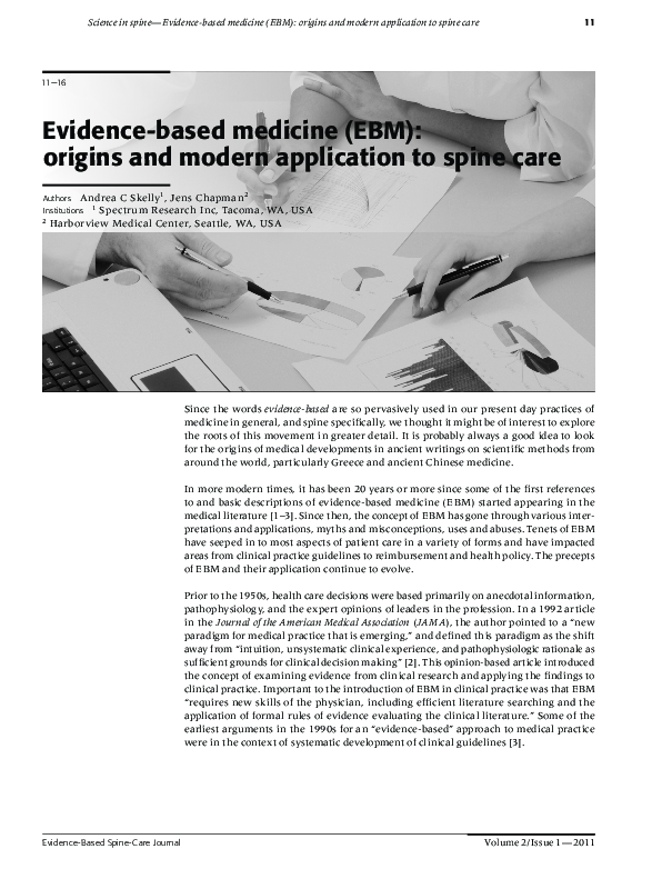 (PDF) Evidence-based medicine (EBM): origins and modern application to ...