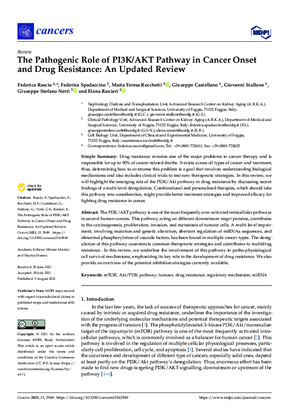 (PDF) The Pathogenic Role of PI3K/AKT Pathway in Cancer Onset and Drug ...