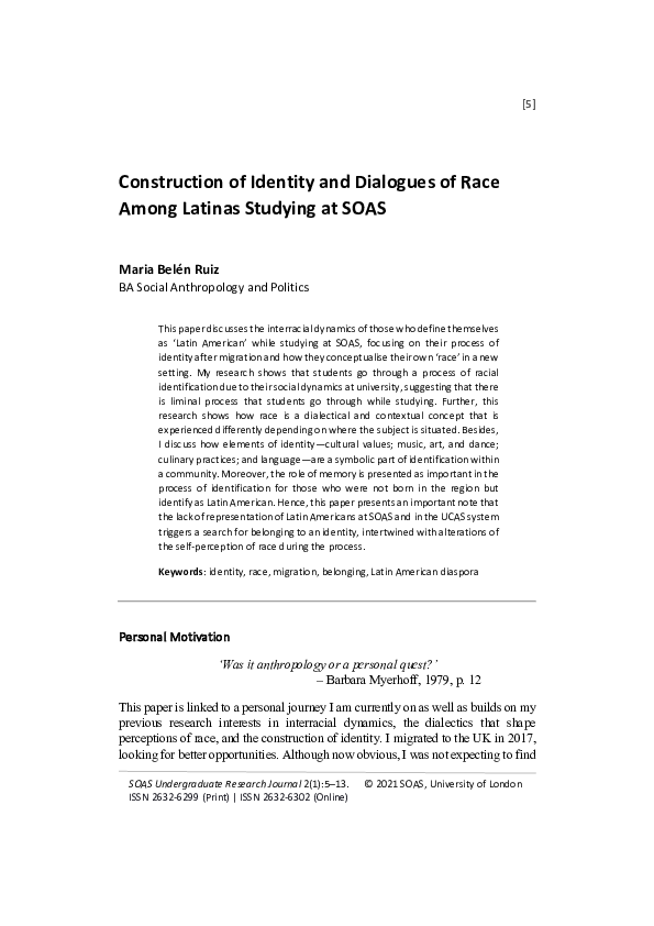 (PDF) Construction of Identity and Dialogues of Race Among Latinas ...