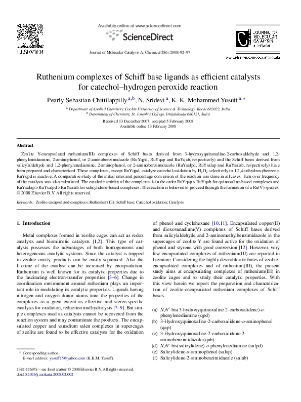 (PDF) Ruthenium complexes of Schiff base ligands as efficient catalysts ...