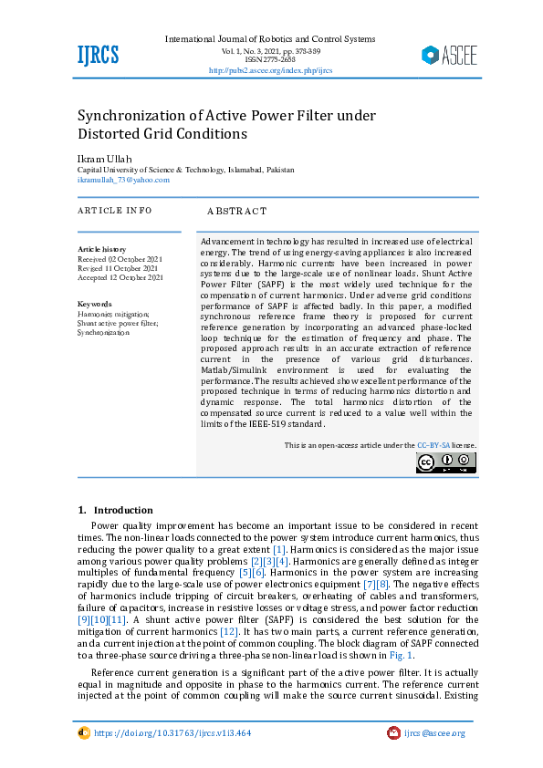 (PDF) Synchronization of Active Power Filter under Distorted Grid ...