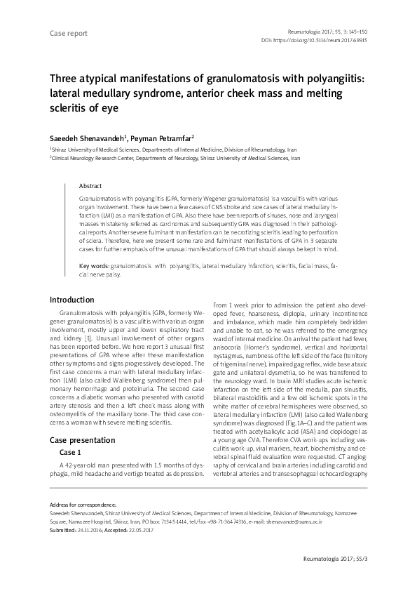 (PDF) Three atypical manifestations of granulomatosis with polyangiitis ...