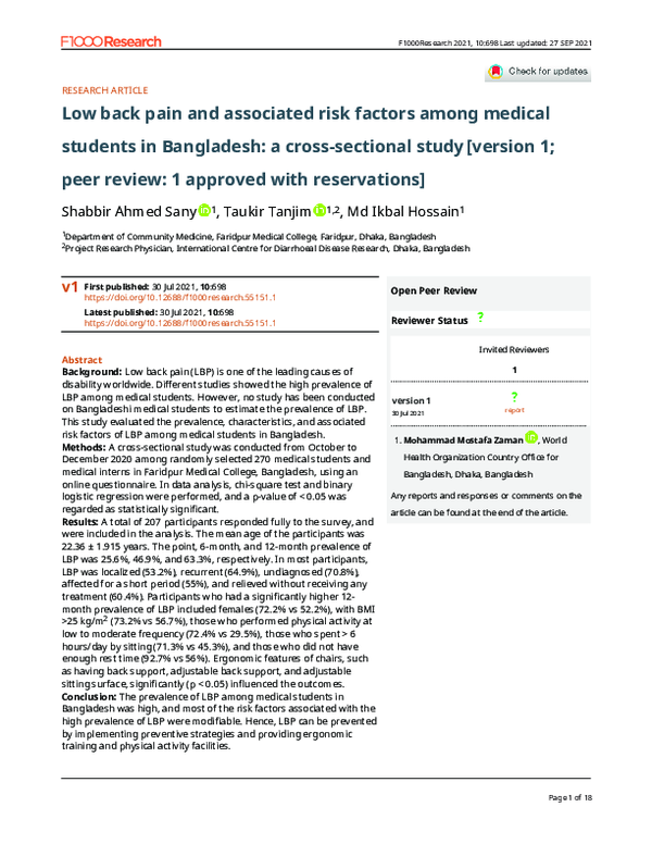 (PDF) Low back pain and associated risk factors among medical students ...