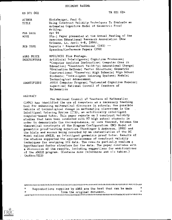 (PDF) Using Construct Validity Techniques To Evaluate an Automated ...