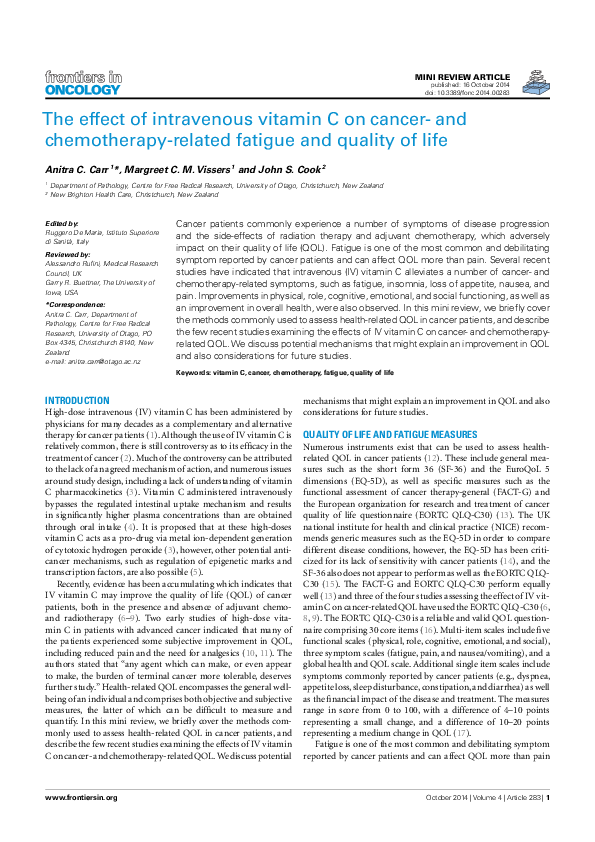 (PDF) The effect of intravenous vitamin C on cancer- and chemotherapy ...