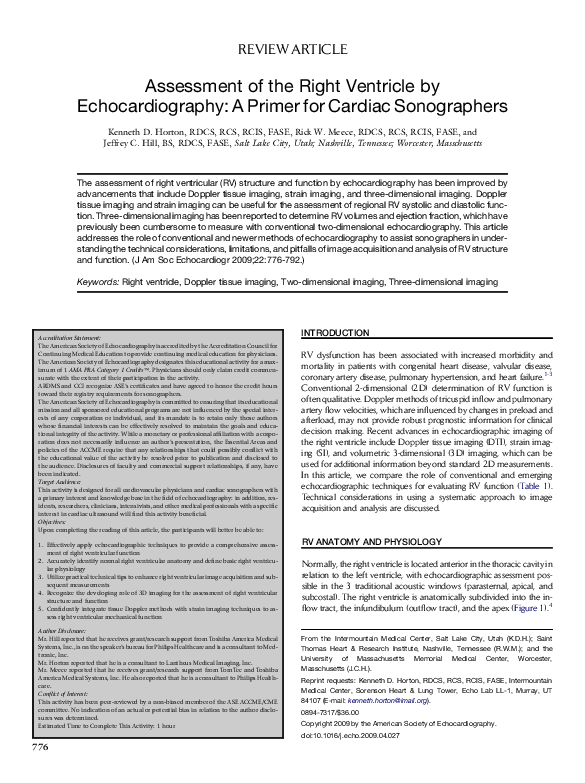 (PDF) Assessment of the Right Ventricle by Echocardiography: A Primer ...