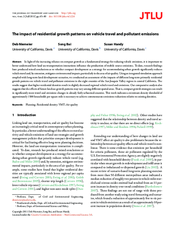 (PDF) The impact of residential growth patterns on vehicle travel and ...