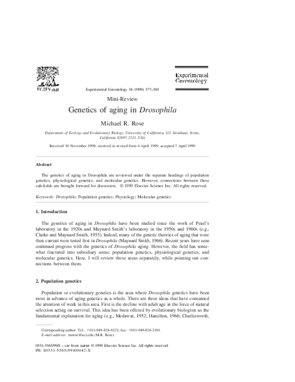 (PDF) Genetics of aging in Drosophila