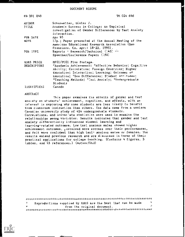 (PDF) Academic Success in College An Empirical Investigation of Gender