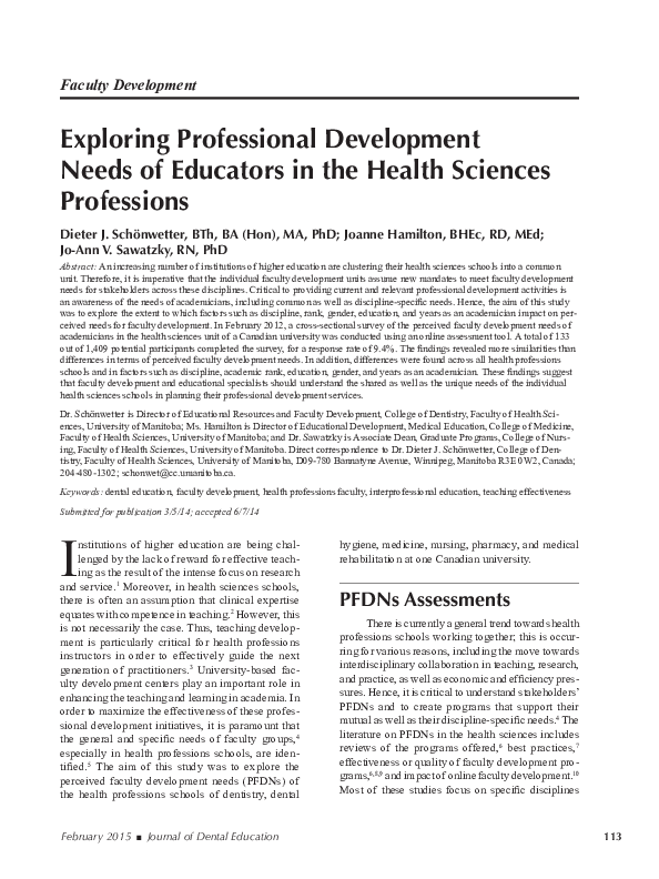 (PDF) Exploring Professional Development Needs of Educators in the ...