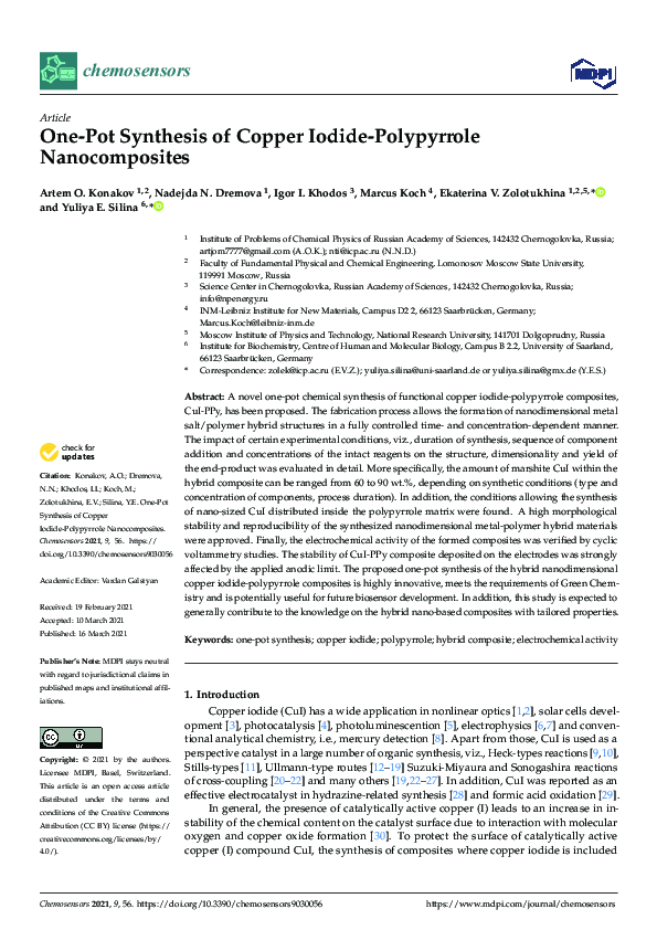 (PDF) OnePot Synthesis of Copper IodidePolypyrrole