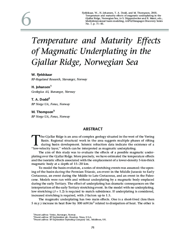 (PDF) Temperature and Maturity Effects of Magmatic Underplating in the ...
