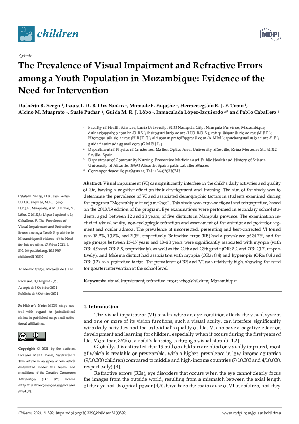 (PDF) The Prevalence of Visual Impairment and Refractive Errors among a ...