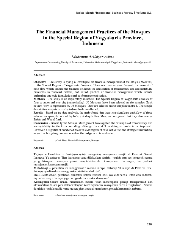 (PDF) The Financial Management Practices of the Mosques in the Special ...
