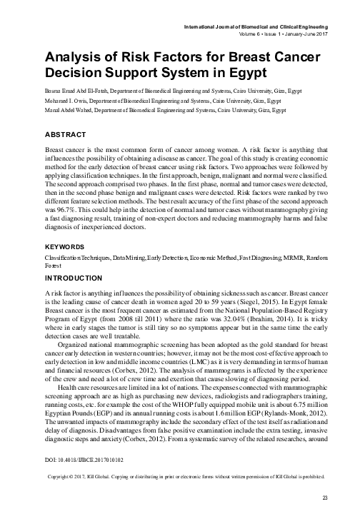 (PDF) Analysis of Risk Factors for Breast Cancer Decision Support ...
